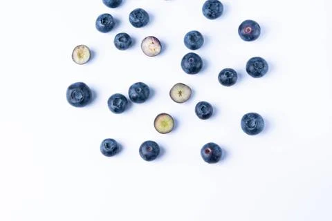 Blueberries on a white background. Flat lay. Stock-Fotos
