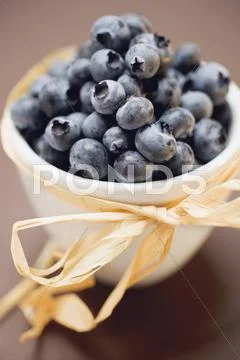 Blueberries in white bowl to give as a gift Stock Photos