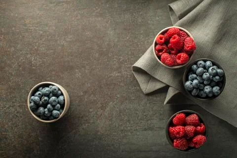 Blueberry and raspberry fruit Stock Photos