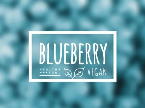 Blueberry background and label on it. Environmentally friendly product good for Stock Illustration