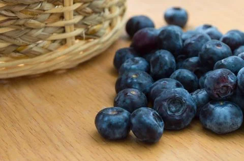 Blueberry with basket Stock Photos