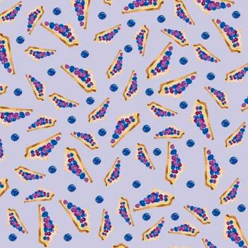 Blueberry cake pattern Stock Illustration