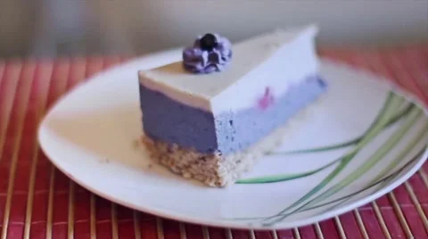 Blueberry cake on the table Stock Footage 41659120