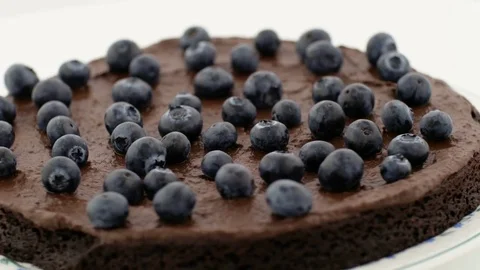Blueberry Cake on Turntable - White Background - Detail Shot Stock Footage 75719022