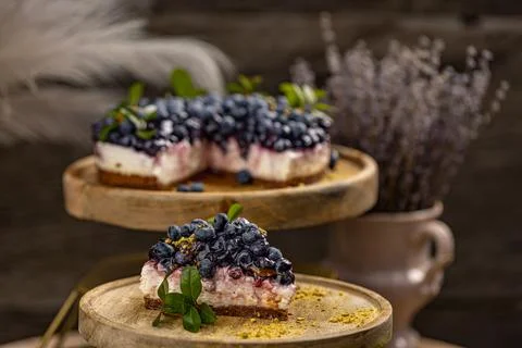 Blueberry cheesecake dessert Stock Photos