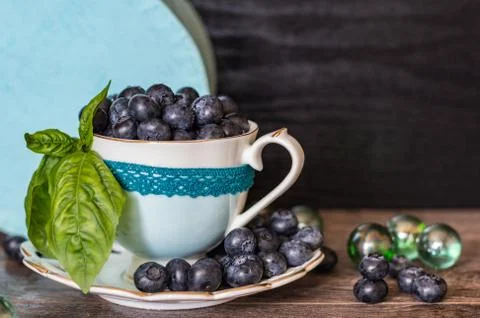 Blueberry in the cup Stock Photos