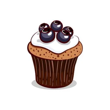 Blueberry Cupcake With Cream Stock Illustration