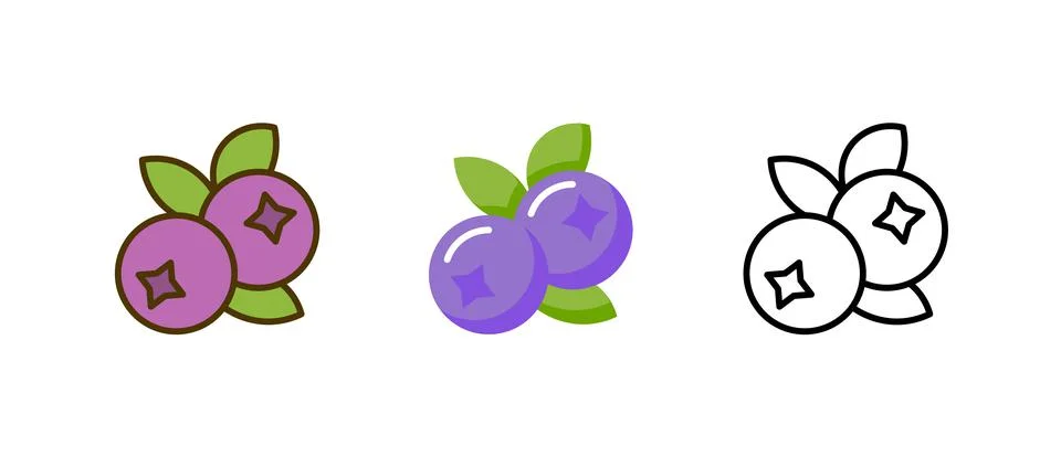 Blueberry flat vector icon blue nutrition clipart cartoon. Blueberry logo food Stock Illustration