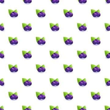 Blueberry fruit and leaf seamless pattern design Stock Illustration