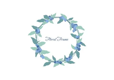 Blueberry fruit crown frame vector isolated on white background Stock Illustration