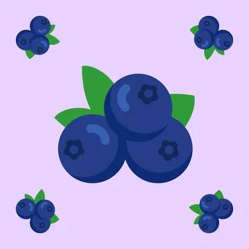 Blueberry fruit seamless for pattern fabric, simple blueberry fruit cute re.. Stock Illustration
