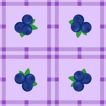 Blueberry fruit seamless for pattern fabric, simple blueberry fruit cute re.. Stock Illustration