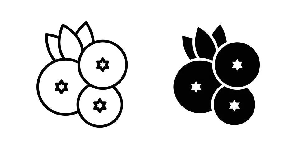 Blueberry icon vector template set in black Stock Illustration