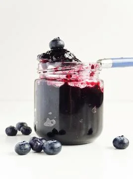 Blueberry jam jar Stock Photos