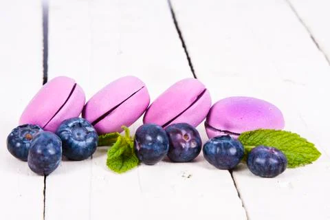 Blueberry macarons Stock Photos