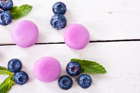 Blueberry macarons Stock-Fotos