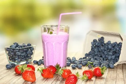 Blueberry milkshake Stock Photos