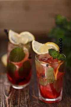 Blueberry mojitos Stock Photos