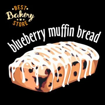 Blueberry muffin bread vector. Baked bread product. Stock Illustration