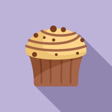 Blueberry muffin icon flat vector. Food cake 스톡 일러스트