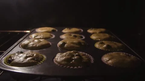 Blueberry Muffins Baking in Oven Time Lapse 4k Stock Footage 16847106