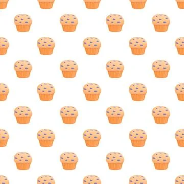 Blueberry muffins seamless pattern for bakery design Illustrazione stock