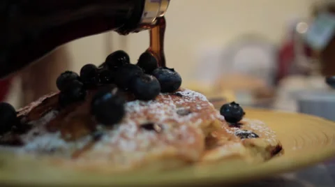 Blueberry Pancakes for Breakfast Stock Footage 30366330