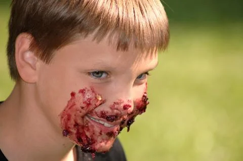 Blueberry pie boy Stock Photos