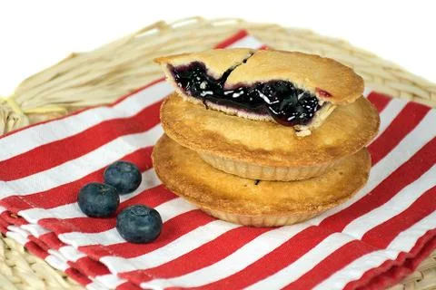 Blueberry pie stack on napkin Stock Photos