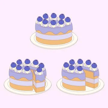 Blueberry pound cake Stock Illustration