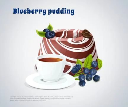 Blueberry Pudding Illustration Stock Illustration
