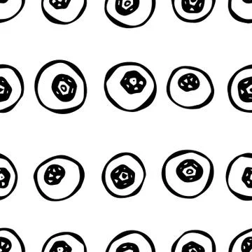 Blueberry Seamless. Doodle Style Vector Design, Isolated on White Background. Stock Illustration