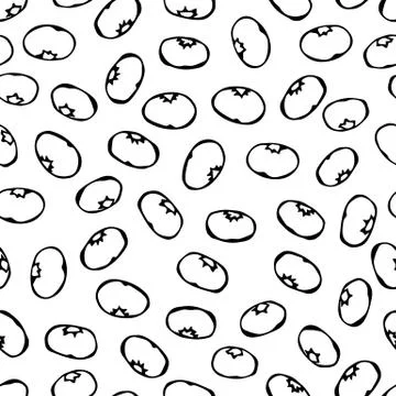 Blueberry Seamless. Doodle Style Vector Design, Isolated on White Background. Stock Illustration