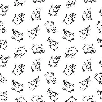Blueberry. Seamless pattern. Coloring Page. Stock Illustration