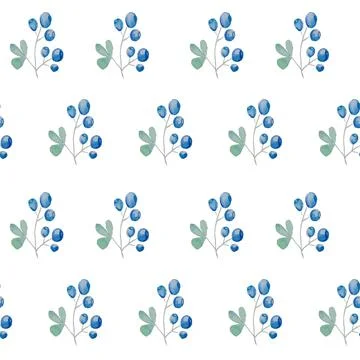 Blueberry seamless vector pattern. Summer organic berry background. 스톡 일러스트