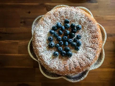 Blueberry sponge cake Stock Photos
