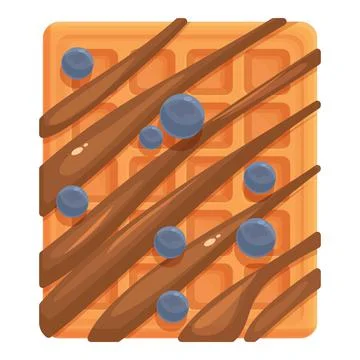 Blueberry waffle icon cartoon vector. Belgian food Illustrazione stock