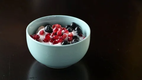 Blueberry yogurt Stock Footage 111235630