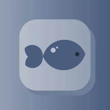 Bluefish 3d button outline icon. Healthy nutrition concept. Blue fish 3d symbol Illustrazione stock