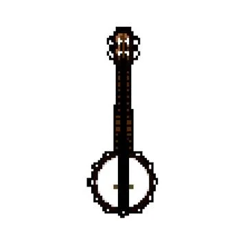 Bluegrass banjo pixel art vector illustration Stock Illustration