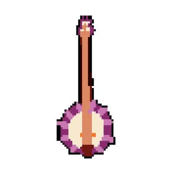 Bluegrass banjo pixel art vector illustration Illustrazione stock