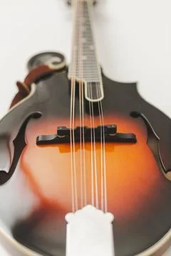 Bluegrass Mandolin Instrument on White Studio Background Foto stock