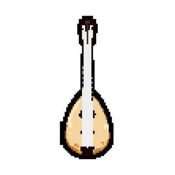 Bluegrass mandolin pixel art vector illustration Stock Illustration