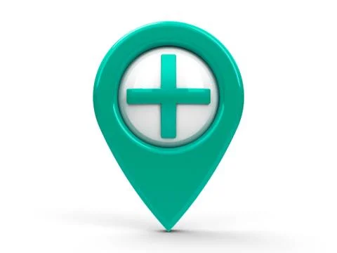 Blue/green map pointer plus Stock Illustration