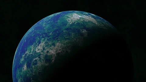 Blueish green alien Planet starry background  Stock Footage 242754352