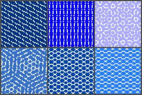 Blueish pattern set Stock Illustration
