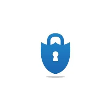 Bluepadlock shield logo design template Stock Illustration