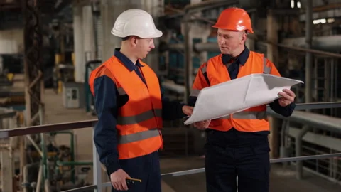 Blueprint analysis, Plan examination, Factory consultation Stock-Footage 274208668