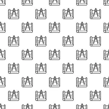 Blueprint and compass pattern for architectural design Illustrazione stock