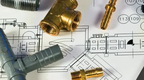 Blueprint and plumbing items Stock Footage 20544696